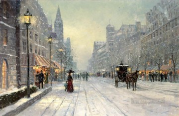 Winter Dusk cityscape Oil Paintings